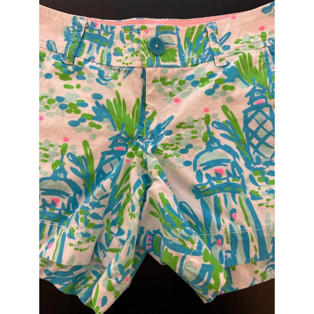 Lilly Pulitzer The Callahan Short Women's Size 00‎ Blue/Green 100% Cotton Preppy